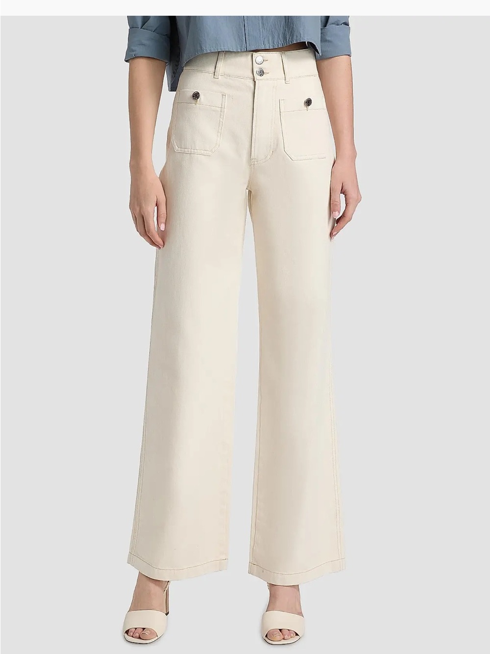 Veronica Beard Cream Wide-Leg High-Rise Jeans